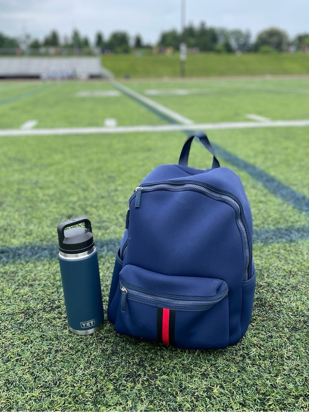 Navy Blue Men’s Backpack with Red Accent - Neoprene Quality